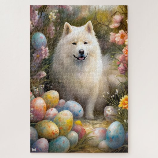 Samoyed Hond met Paaseieren Vakantie Legpuzzel (Verticaal)