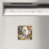 Samoyed Hond met Paaseieren Vakantie Magneet (Insitu (Vaatwasser))