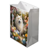 Samoyed Hond met Paaseieren Vakantie Medium Cadeauzakje (Achterkant Gekanteld)