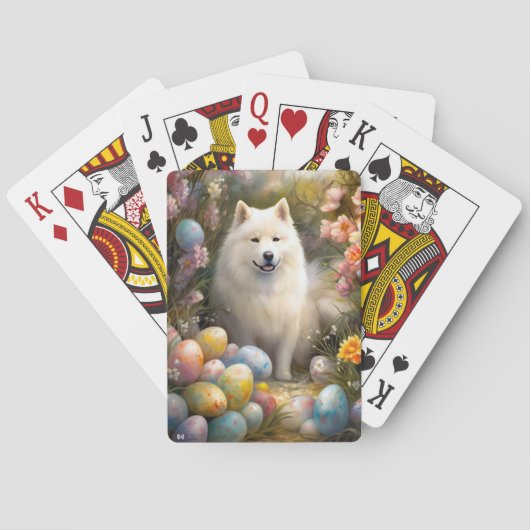Samoyed Hond met Paaseieren Vakantie Pokerkaarten (Achterkant)
