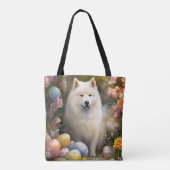 Samoyed Hond met Paaseieren Vakantie Tote Bag (Achterkant)