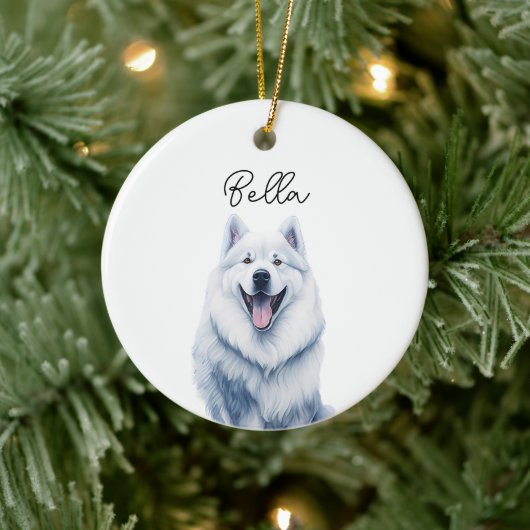 Samoyed Hond Pet Custom Naam Vakantie Kerstmis Keramisch Ornament (Boom)