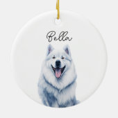Samoyed Hond Pet Custom Naam Vakantie Kerstmis Keramisch Ornament (Achterkant)
