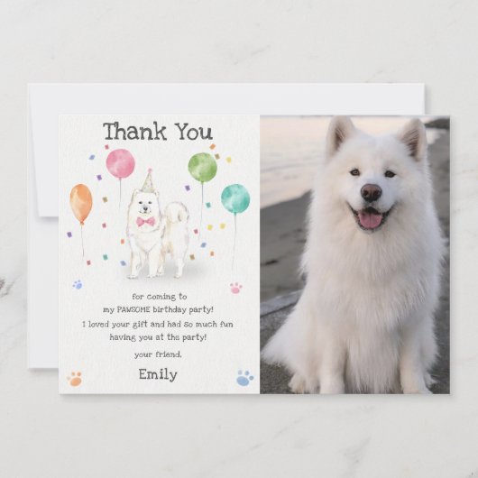 Samoyed Hond Puppy Dog Verjaardag Dank u kaart (Voorkant)