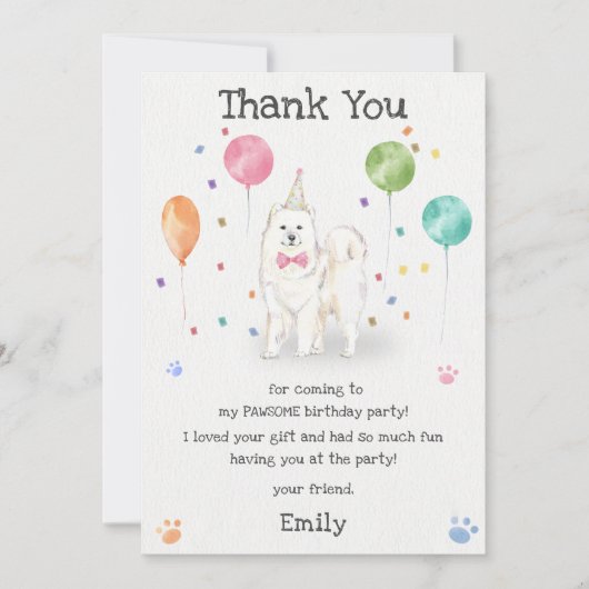 Samoyed Hond Puppy Dog Verjaardag Dank u kaart (Voorkant)