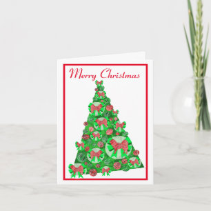 Samoyed Hond Silhouet Kerstboom Wit Kaart