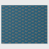 Samoyed Hond Silhouet Y&B Raster Blauw Cadeaupapier (Vlak)