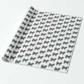 Samoyed Hond Silhouet Y&B Raster Wit Cadeaupapier (Uitgerold)