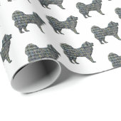 Samoyed Hond Silhouet Y&B Raster Wit Cadeaupapier (Rol Hoek)