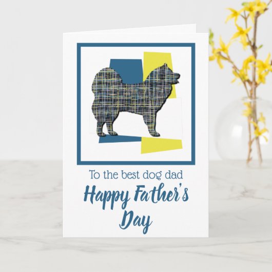 Samoyed-hond Silhouette Driekleurige Vaderdagkaart Kaart (Gele Bloem)