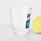 Samoyed-hond Silhouette & Poot Y&B Grid Shot Glas (Links)