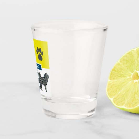 Samoyed-hond Silhouette & Poot Y&B Grid Shot Glas (Rechts)