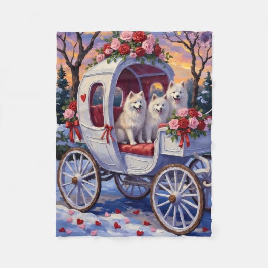 Samoyed hond Valentijnsdag Fleece Deken (Voorkant)