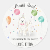 Samoyed hond Verjaardag Dank u Ronde Sticker (Voorkant)