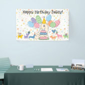 Samoyed-hond verjaardagsfeestje met biscuit spandoek (Beurs)