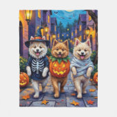 Samoyed Honden Trick-or-Treating Halloween Kostuum Fleece Deken (Voorkant)