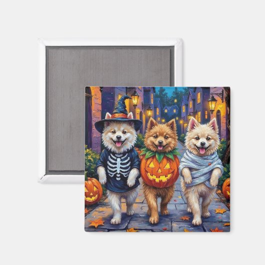 Samoyed Honden Trick-or-Treating Halloween Kostuum Magneet (Voorkant / Achterkant)