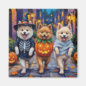 Samoyed Honden Trick-or-Treating Halloween Kostuum Magneet (Voorkant)