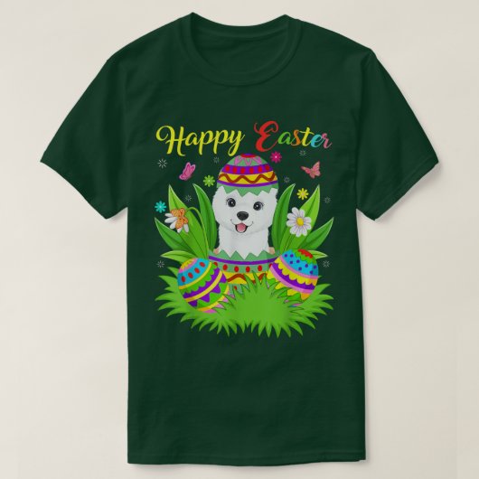 Samoyed Hondenliefhebber Floral Easter Egg Funny S T-shirt (Design voorkant)