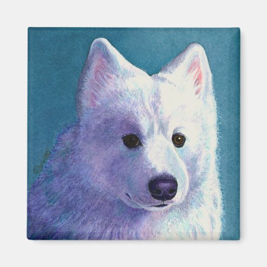 Samoyed hondenmagneet - "Boeddha" Magneet (Voorkant)