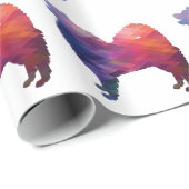 Samoyed Hondenras Geo Silhouette Paars Cadeaupapier (Rol Hoek)