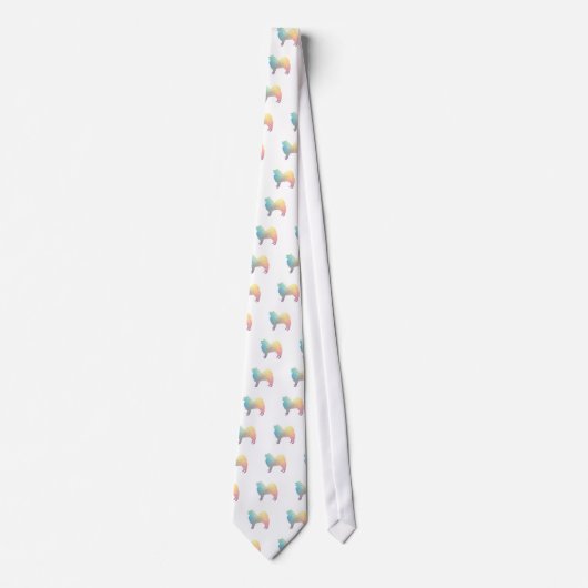 Samoyed Hondenras Geo Silhouette Pastel Stropdas (Voorkant)