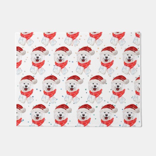 Samoyed Hondenras Kerststerren Deurmat (Voorkant)