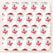 Samoyed Hondenras Kerststerren Kartonnen Onderzetters (Voorkant)