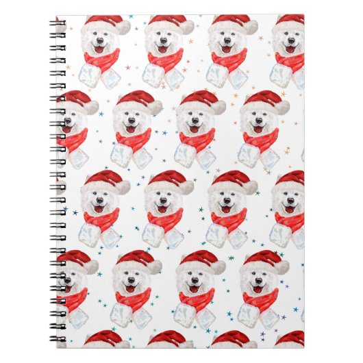 Samoyed Hondenras Kerststerren Notitieboek (Voorkant)