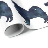 Samoyed Hondenras Silhouette Black Waterverf Cadeaupapier (Rol Hoek)