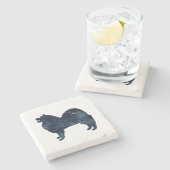 Samoyed Hondenras Silhouette Black Waterverf Stenen Onderzetter (Zijkant)