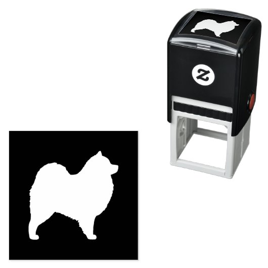 Samoyed Hondenras Silhouette Zelfinktende Stempel (In situ)