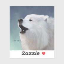 Samoyed Howl; Eigen vinylsticker XL