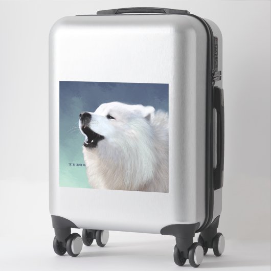 Samoyed Howl; Eigen vinylsticker XL Sticker (Koffer)