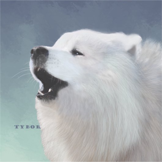 Samoyed Howl; Eigen vinylsticker XL Sticker (Voorkant)