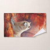 Samoyed in Autumn Leaves Herfst Inspire Bad Handdoek (Handdoek)