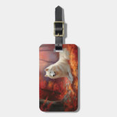 Samoyed in Autumn Leaves Herfst Inspire Bagagelabel (Voorkant verticaal)