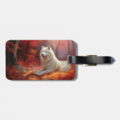Samoyed in Autumn Leaves Herfst Inspire Bagagelabel (Achterkant horizontaal)