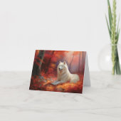 Samoyed in Autumn Leaves Herfst Inspire Kaart (Voorkant)
