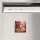 Samoyed in Autumn Leaves Herfst Inspire Magneet (Insitu (Vaatwasser))