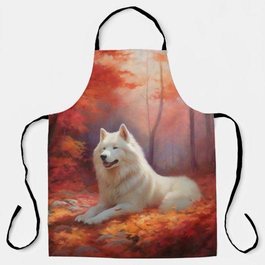 Samoyed in Autumn Leaves Herfst Inspire Schort (Voorkant)