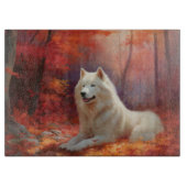 Samoyed in Autumn Leaves Herfst Inspire Snijplank (Voorkant)