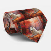 Samoyed in Autumn Leaves Herfst Inspire Stropdas (Opgerold)