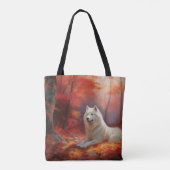 Samoyed in Autumn Leaves Herfst Inspire Tote Bag (Achterkant)