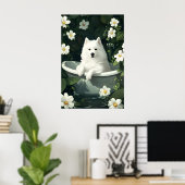 Samoyed In Bathtub Poster, Funny Dog Poster (Thuiskantoor)