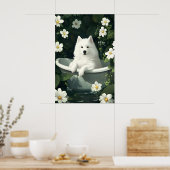 Samoyed In Bathtub Poster, Funny Dog Poster (Keuken)
