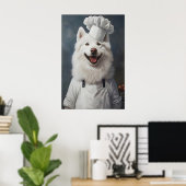 Samoyed In Chefs Hat Poster, Pet Poster, Samoyed Poster (Thuiskantoor)