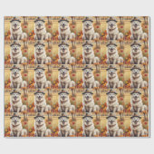 Samoyed in herfstbladeren dankdag kunst cadeaupapier (Vlak)