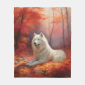 Samoyed in herfstbladeren val inspireert fleece deken (Voorkant)