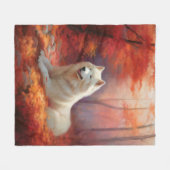 Samoyed in herfstbladeren val inspireert fleece deken (Voorkant (Horizontaal))